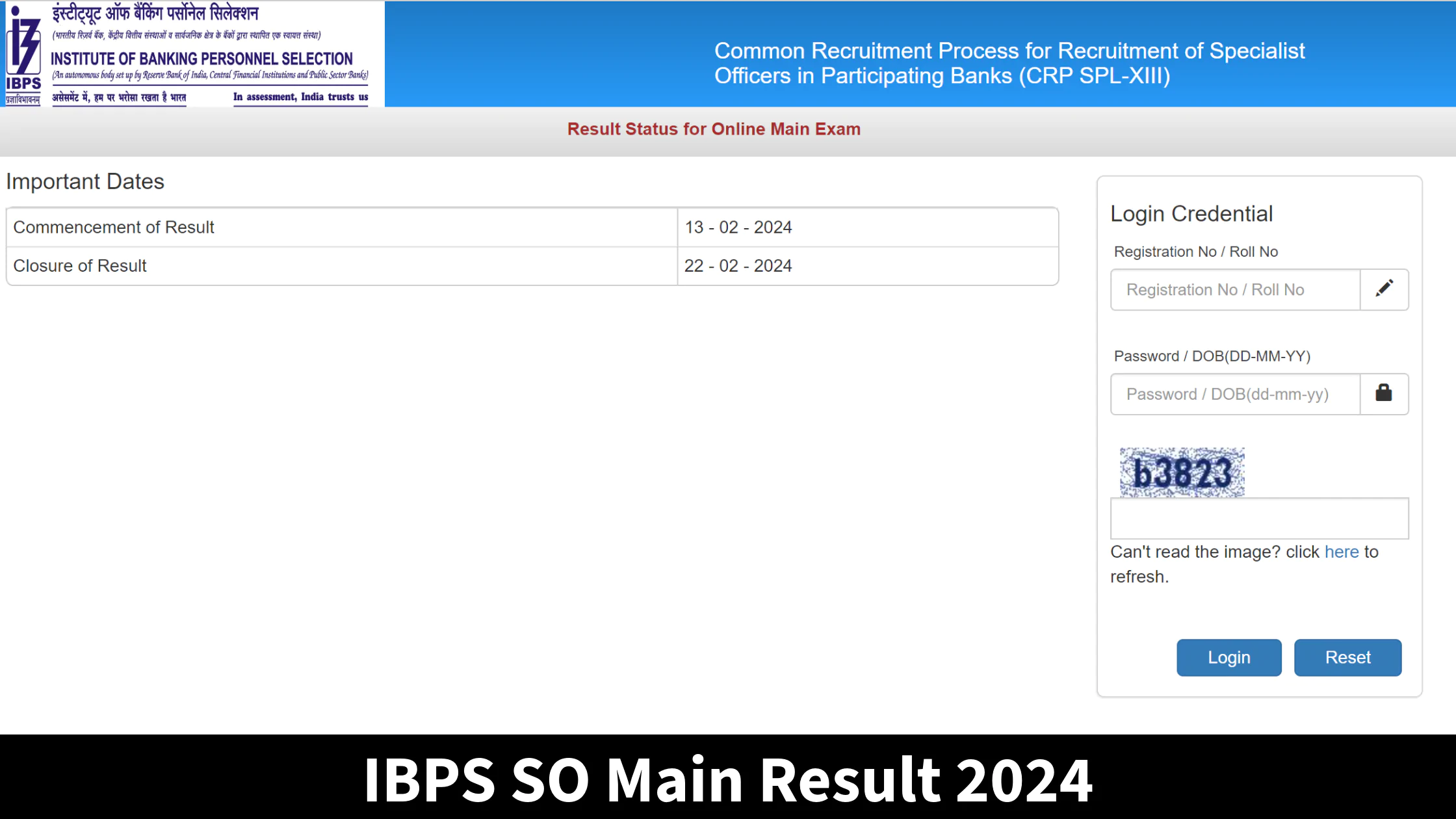 IBPS SO Main Result 2024